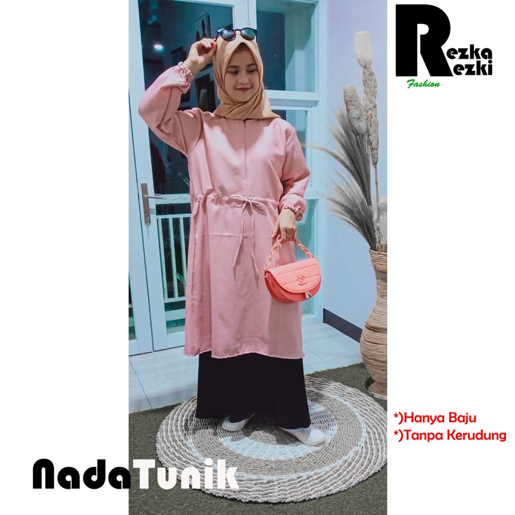 REAZKAREZKI FASHION//NADA ATASAN TUNIK MOSCREPE BAJU MUSLIM PAKAIAN WANITA MUSLIMAH MODERN