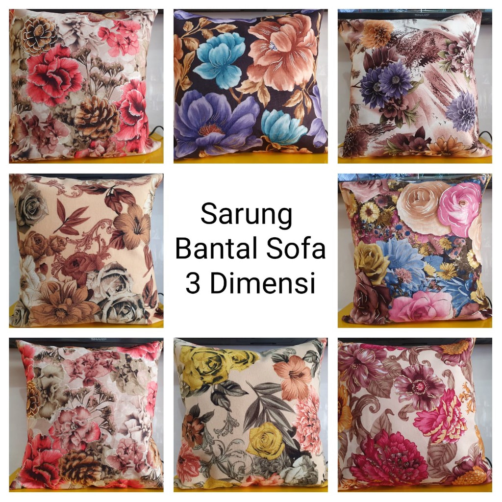 TERMURAH! Sarung Bantal Sofa Kursi Tamu Uk 40x40 cm bahan BLUDRU ATEJA MOTIF BUNGA MINIMALIS