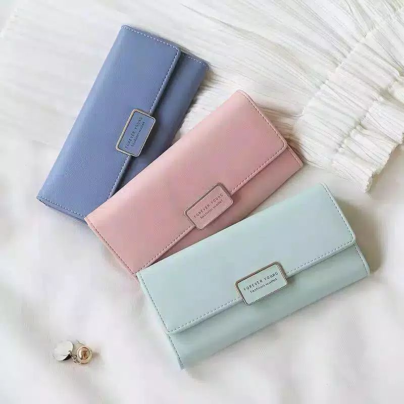 DOMPET WANITA IMPOR DOMPET PANJANG LIPAT FASHION KOREA KULIT