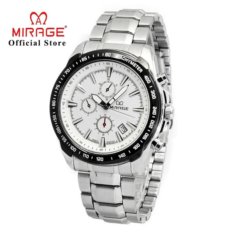 MIRAGE Jam Tangan Pria Tahan Air Sporty Casual Keren Garansi 1 tahun Mirage Official Silver 8305M