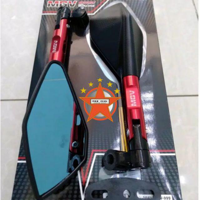 SPION TOMOK FULL CNC UNIVERSAL NINJA CBR R15 R25 GSX SATRIA NMAX LEXI AEROX PCX VIXION-Merah Kaca Biru