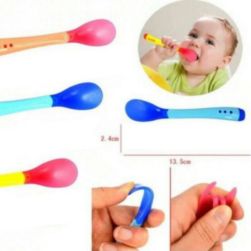 Set mangkok makan bayi + sendok sensor panas