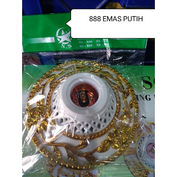 FITTING BOLA LAMPU HIAS CORAK EMAS