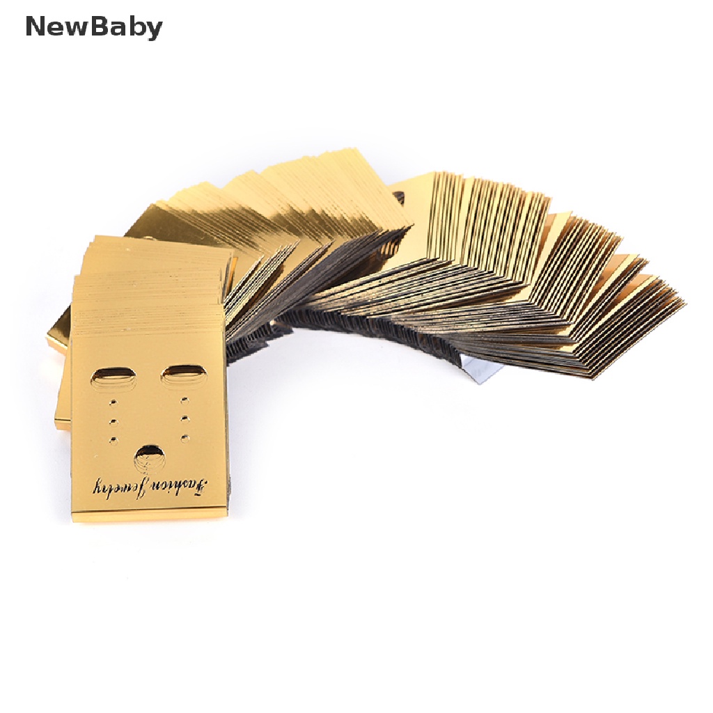 NewBaby 100X Gold Professional Type Plastic Earring Ear Studs Holder Display Hang Cards, ID