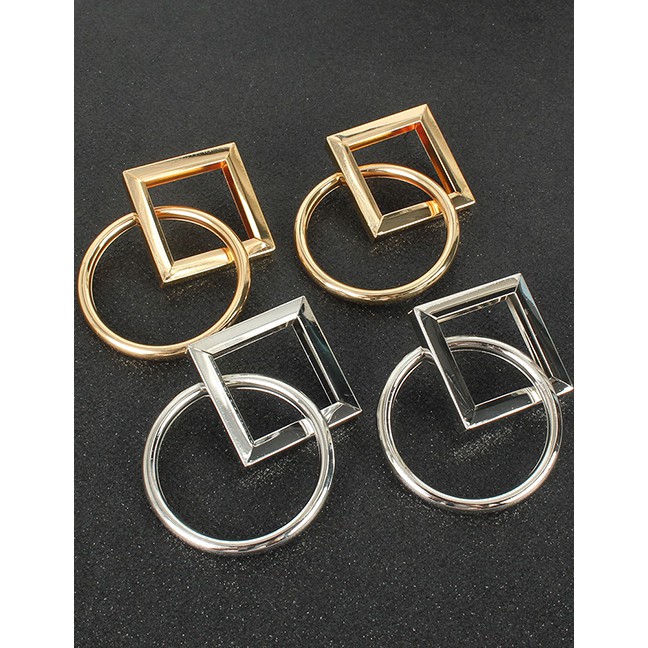 LRC Anting Tusuk Fashion Alloy Round Square Cross Hollow Stud Earrings K44415