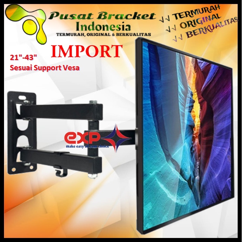 Bracket TV SAMSUNG 14 s/d 43 inch 6 ARAH FULL BESI SUPER KOKOH GARANSI 100% ORI