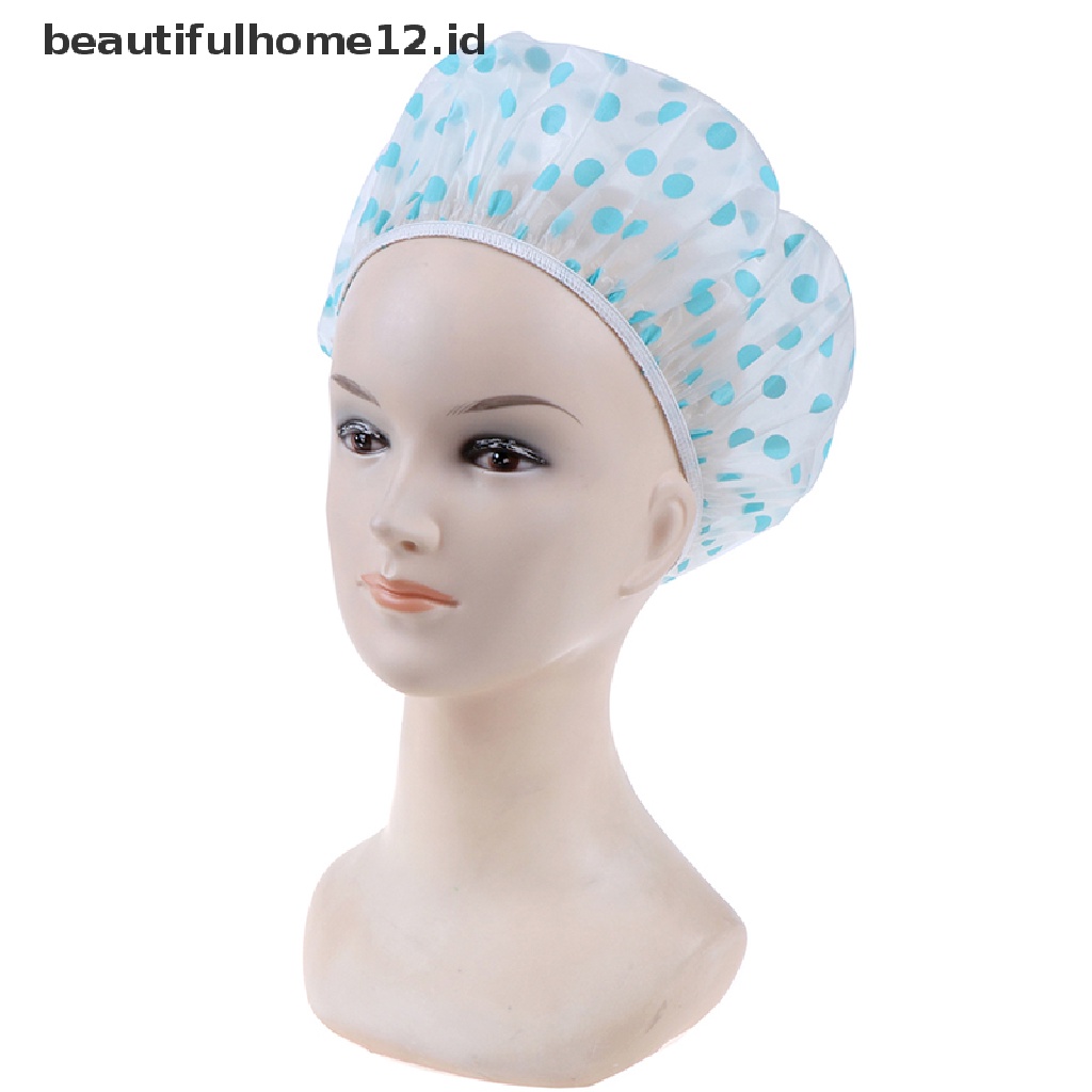 【beautifulhome12.id】 Adult Shower Cap Plastic Waterproof Reusable Hair Bath Hat Shower Care .