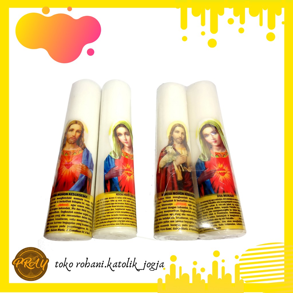 LILIN DOA KATOLIK 20 - 25 CM / LILIN ALTAR / LILIN DOA BESAR / LILIN BERGAMBAR