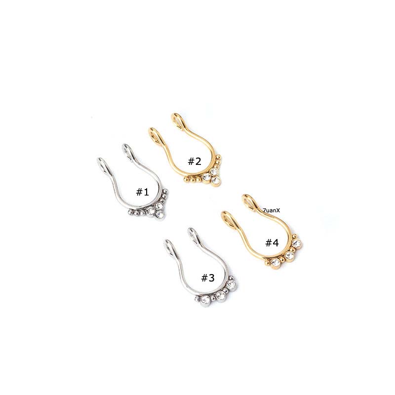 1pc Anting Tindik Hidung Palsu Bahan Stainless Steel Ukuran 8mm Dengan Zircon