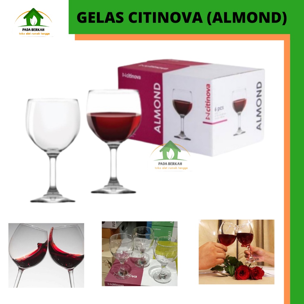 Gelas Citinova Almond Gelas Kaki Kaca Wine 300 Ml ST02-11 Gelas Tangkai Gelas Wine Citinova Almond S