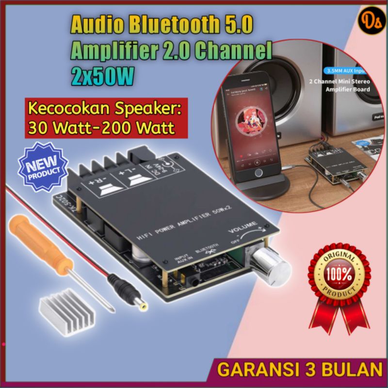 PROMO Audio Bluetooth 5.0 Amplifier 2.0 Channel TPA3116D2 2x50W Fosi J1SK12BK