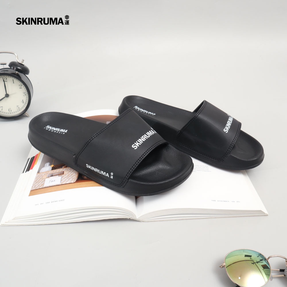 Sendal Selop Casual Pria SKINRUMA Skin Middle Hitam Polos / Sendal Slide Pria / Sendal Slip On Pria