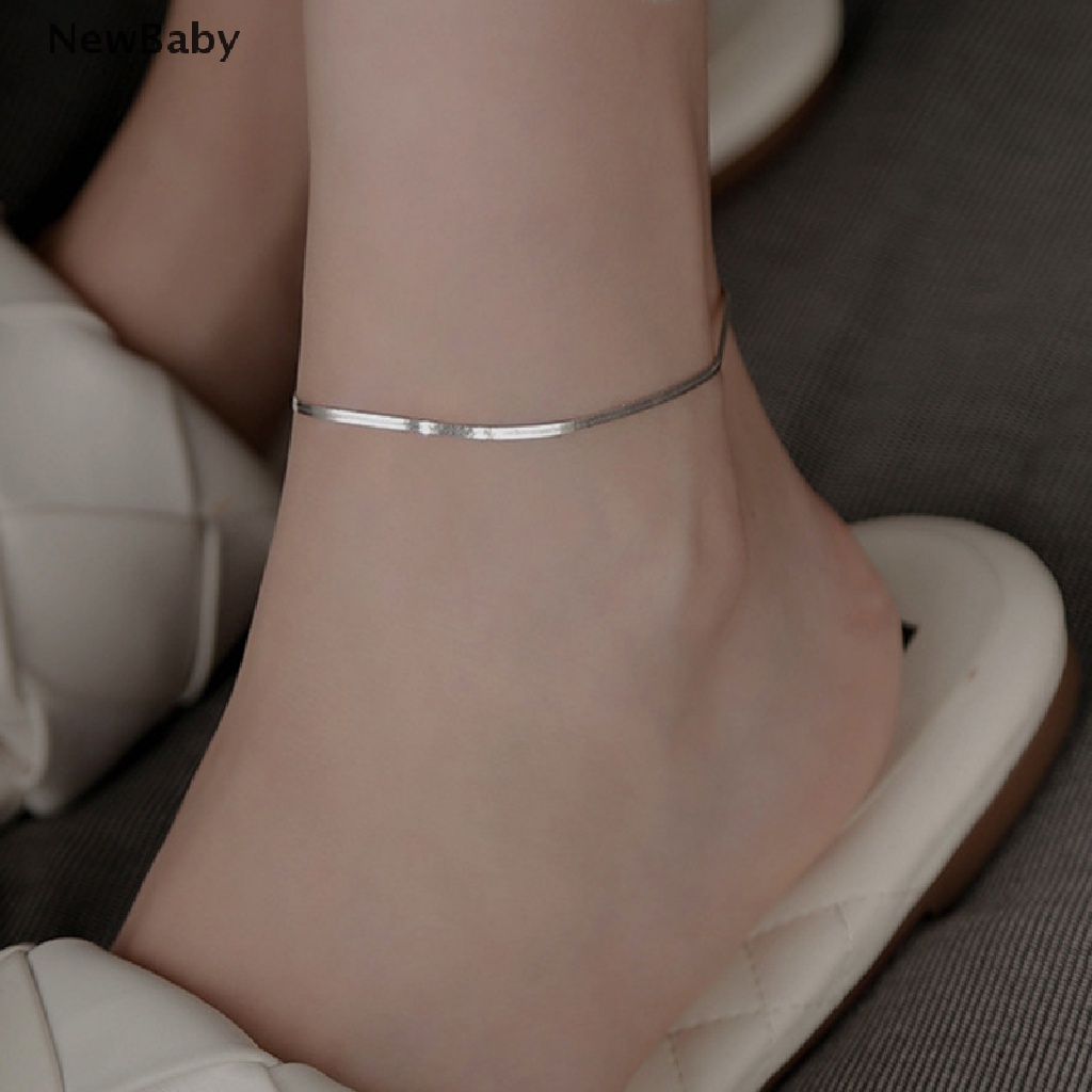 Gelang Kaki Rantai Ular Bahan Stainless Steel Warna Silver Untuk Wanita