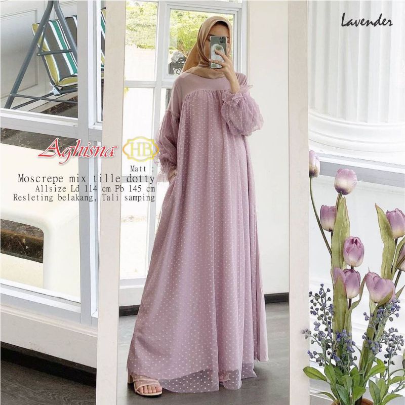 AGHISNA DRESS BEST SELLER GAMIS TILLE DOT