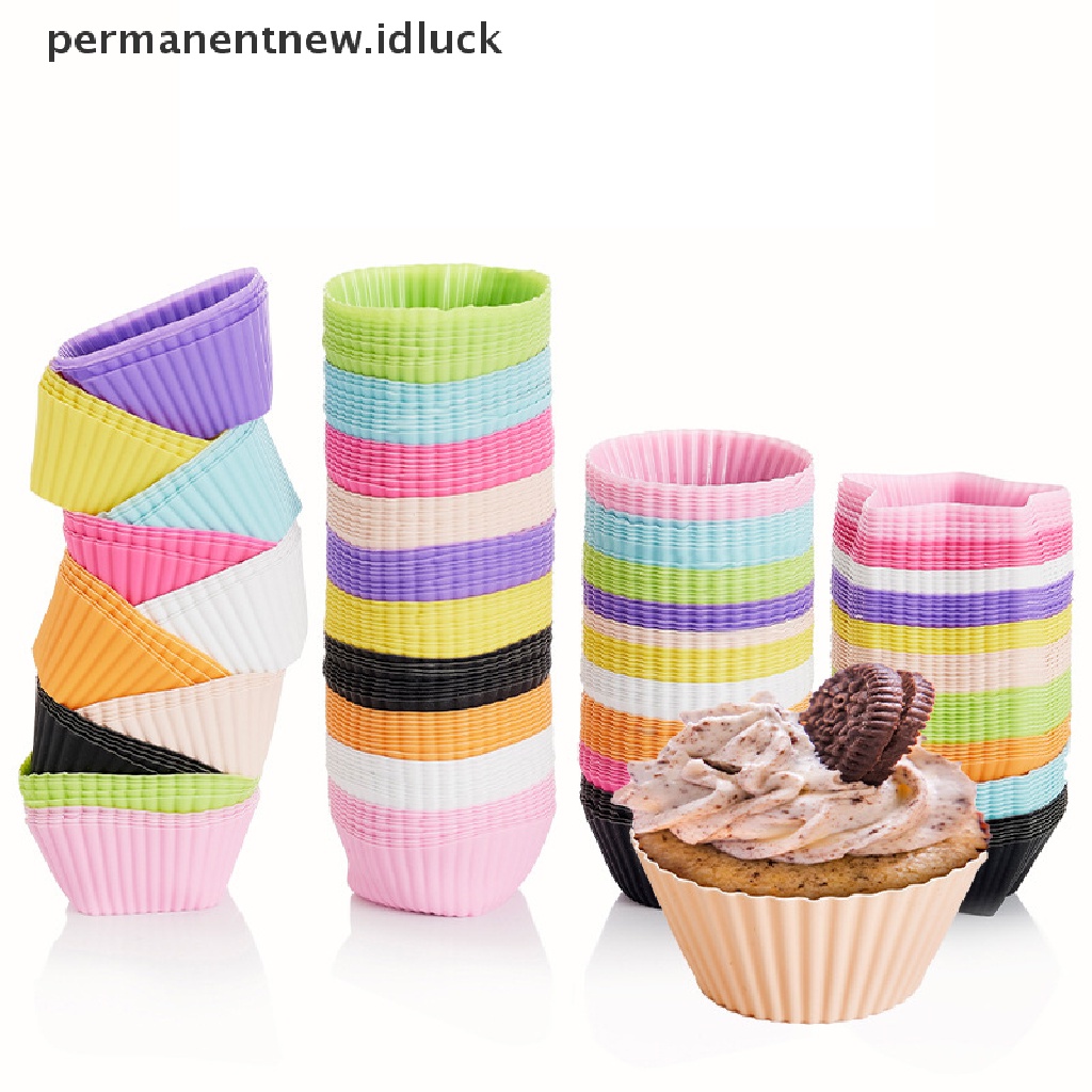 4pcs / Set Cetakan Kue Muffin Mini Bentuk Kotak Pentagonal Bulat Hati Bahan Silikon