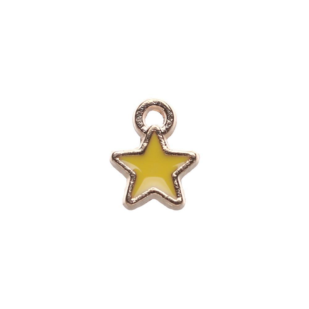 Top 50PCS Enamel Bintang Charms 6mm Handmade Kalung Warna Permen Anting Gelang Pentagram Liontin