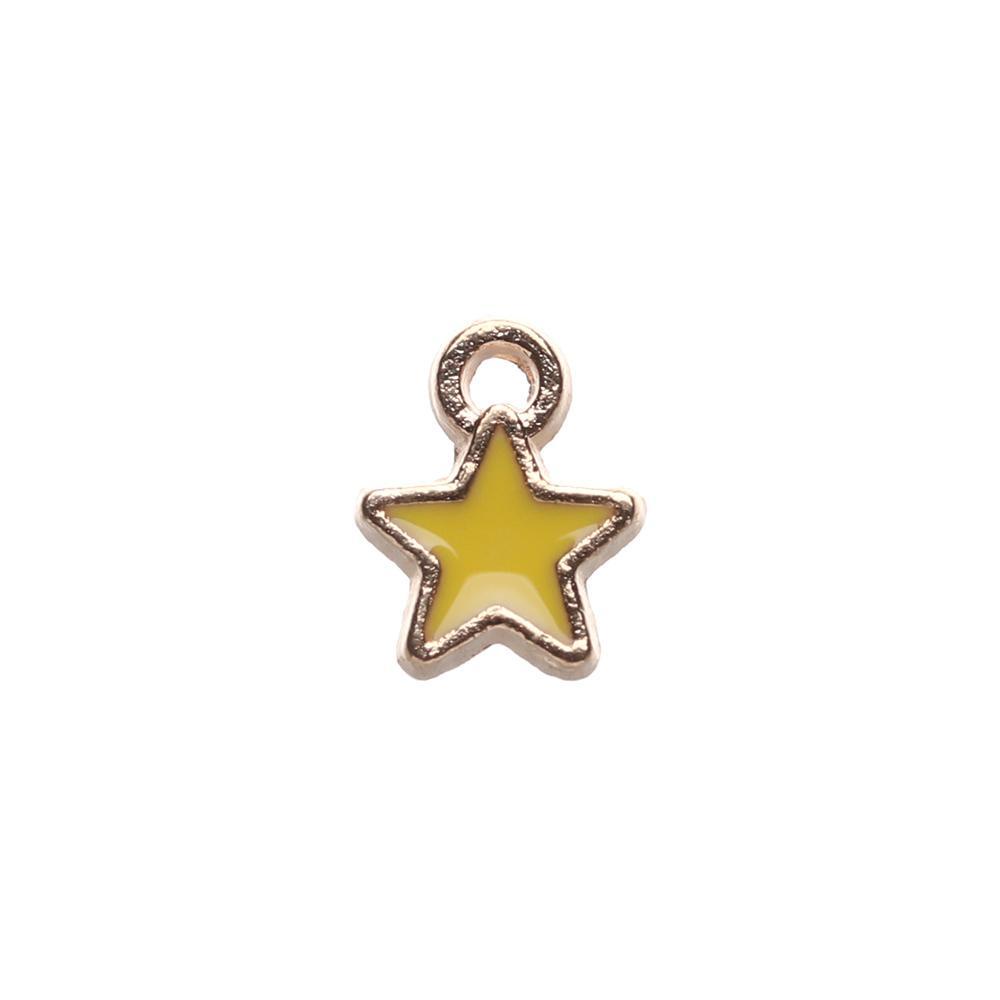 WONDER 50pcs Enamel Bintang Charms 6mm Warna Permen DIY Aksesoris Anting Gelang Pentagram Liontin