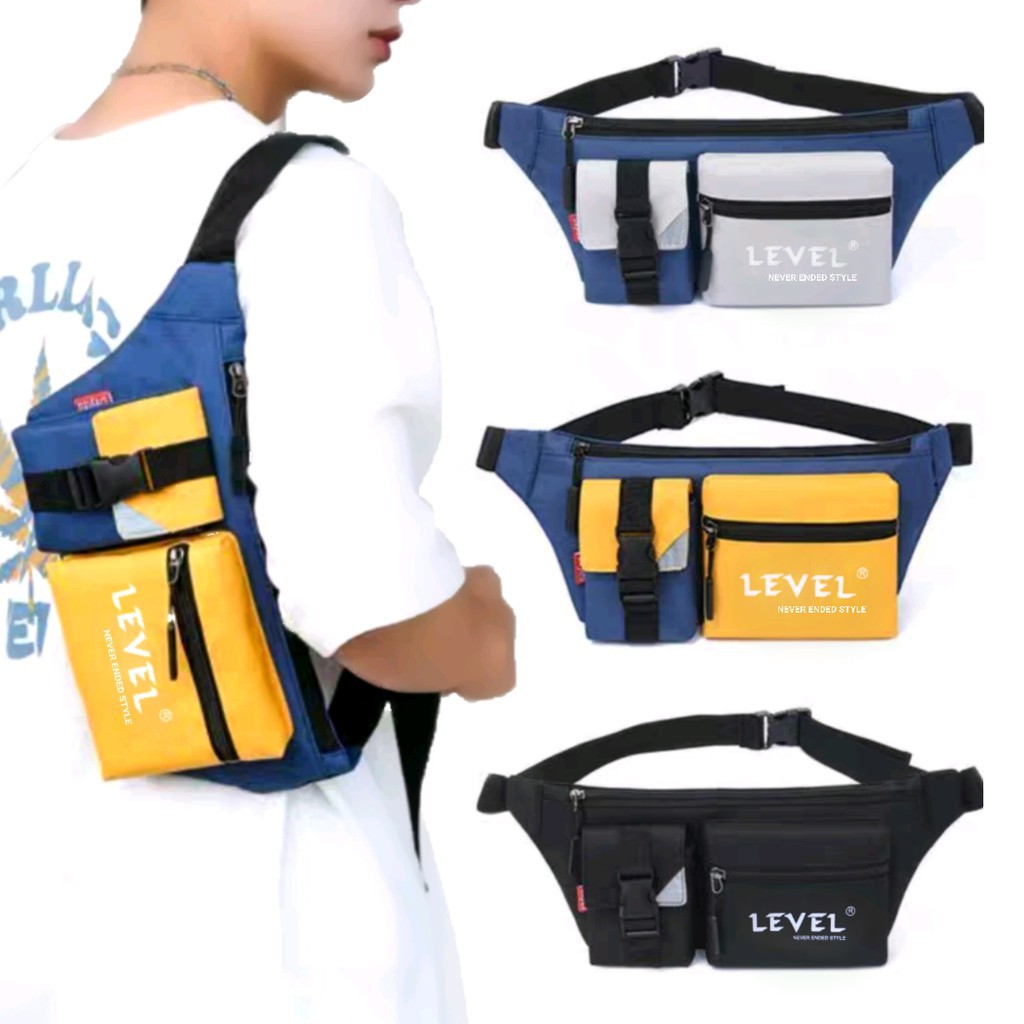 FASHIONSTOREKU TAS LEVEL WAISTBAG STYLE TAS PRIA WAISTBAG DISTRO