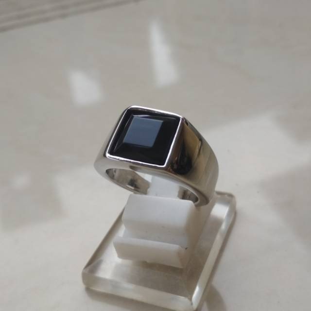 COD!! Cincin Import Black Onyx Minimalis Elegan