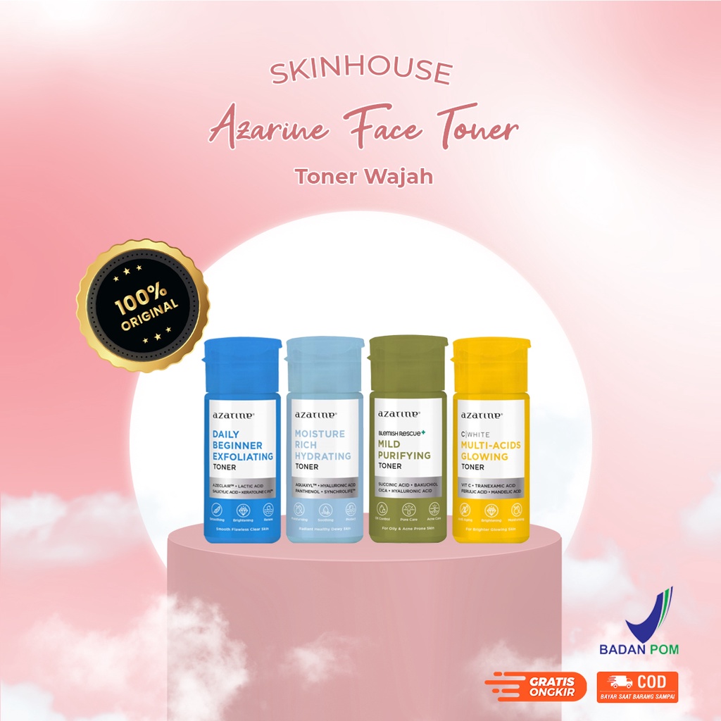 [ SKINHOUSEID ] Azarine Toner Series Exfoliating | Glowing | Purifying | Hydrating 90ml