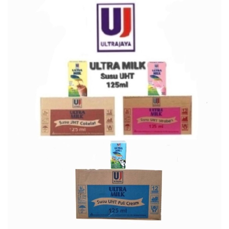 

Susu Ultra (Dus) 125ml isi 40Pcs / ULTRA Milk UHT 125 ml / Ultra Coklat Stroberi Full Cream