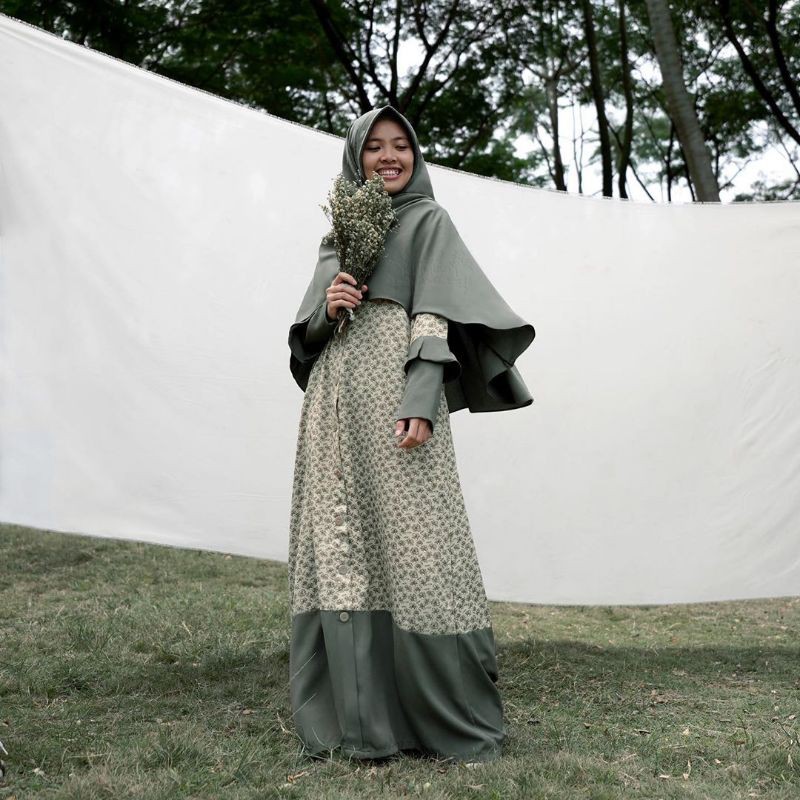 SALE  GAMIS LILY FLO BY HIJAB ALILA Gamis Motif Bunga Dress Muslim Syari Terbaru