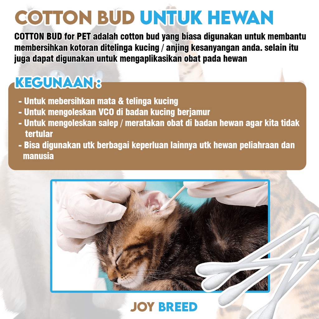 COTTON BUD PEMBERSIH TELINGA KUCING ANJING KOREK TELINGA HEWAN MURAH