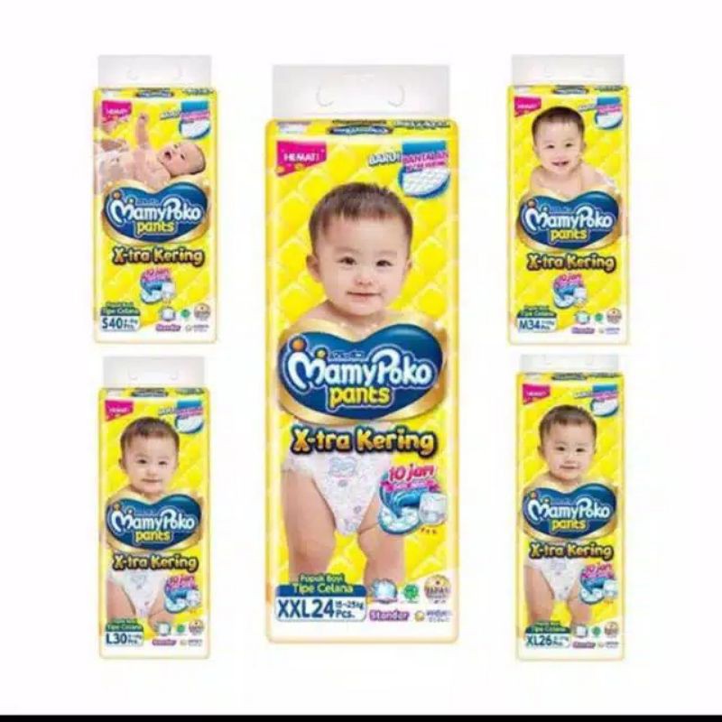 Mamy Poko Pants X-tra Kering , M34 / S40 / L30 / XL26/ XXL24 ,popok bayi, Pampers,mamy