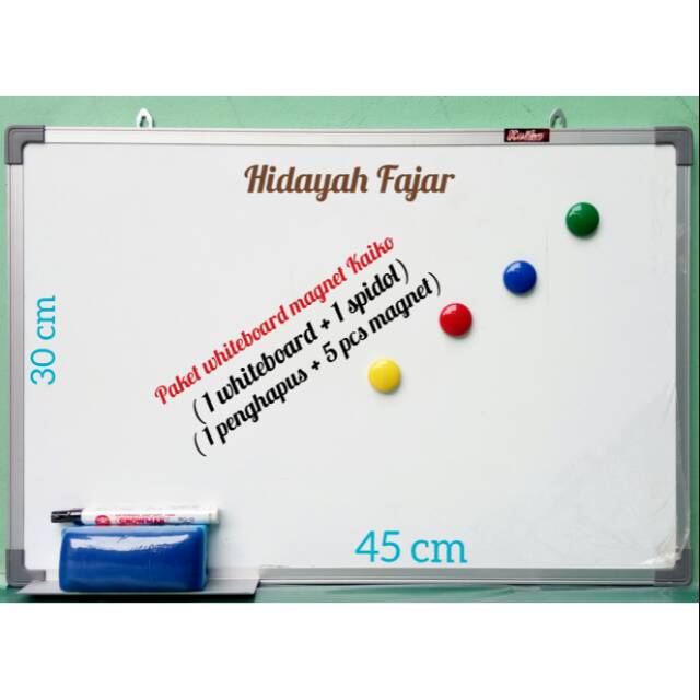 

Whiteboard - papan tulis kaiko + spidol + penghapus + magnet warna