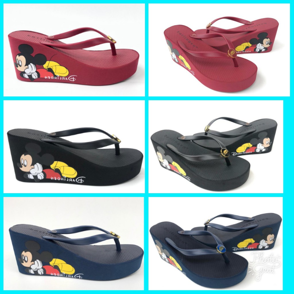 Sandal Wedges Wanita Darlingen Motif Owl dan Mickey