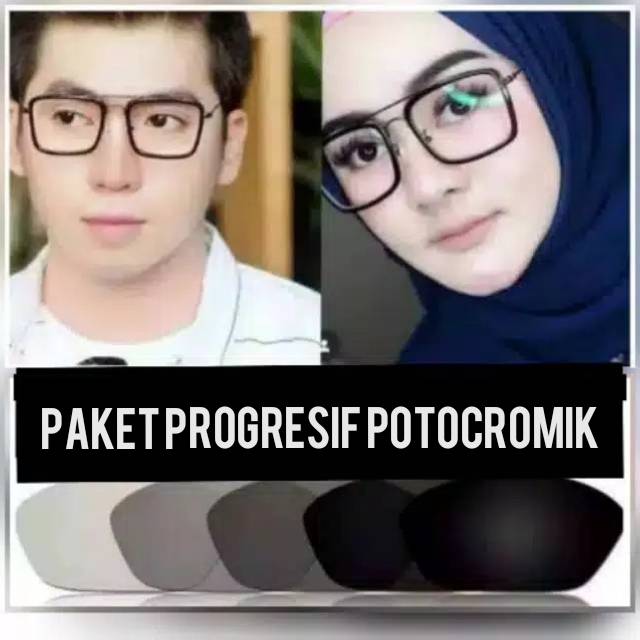 kacamata lensa progresif photocromic bisa buat jalan dan baca tulis aja ukuran resepnya di catatan saat order atu kirim foto resepnya di chat ya free box lap cairan pembersih kode 16006 size 54-18-140