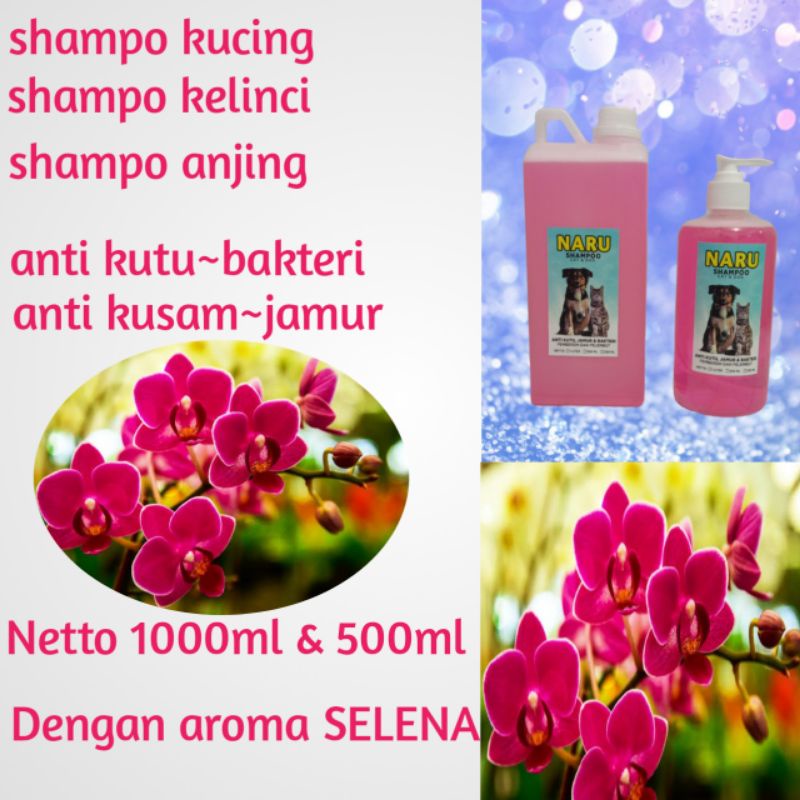 Shampo kucing,kelinci,anjing anti kutu,bakteri jamur &amp; kusam, netto 1 liter,500 ml