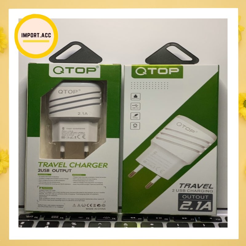 Batok Charger Qtop 2USB 2.1A Zebra