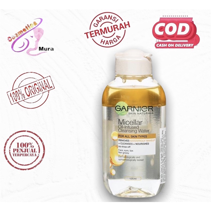 promo ---- [ make up remover ] garnier micellar water oil infused bipase 125 ML - GARNIER Micellar Oil-Infused Cleansing Water 125ml