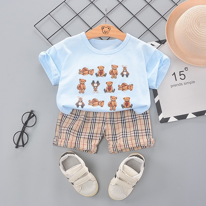 1-5thn | Setelan Tshirt + Celana (1 set) Laki-laki Bayi Anak Pakaian anak Kaos Bayi N