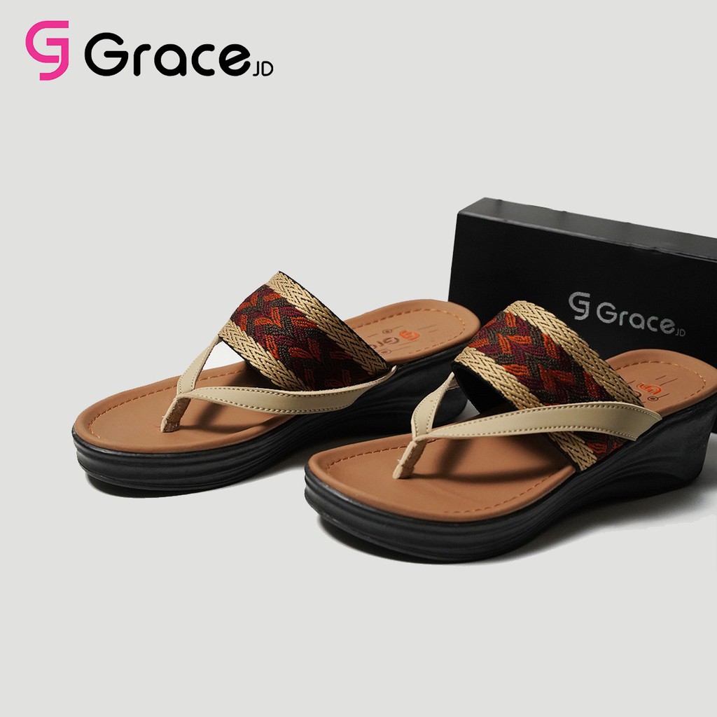 GRACE [ATR HAK] Sandal Hak Japit Cewek Turki/ Sendal Hak Wanita Turkey/ Sandal Wedges Cewek-2