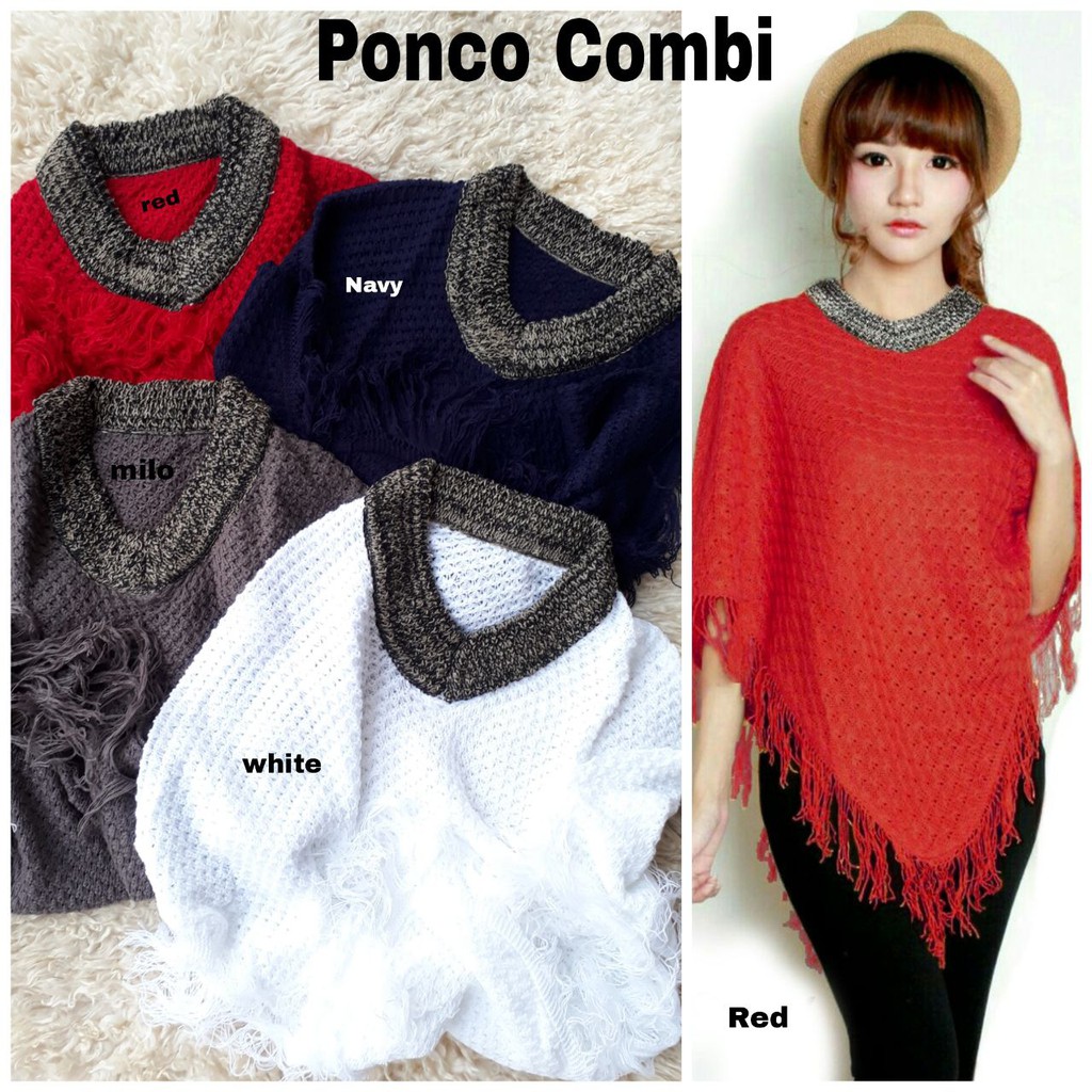 PONCO COMBI BAHAN RAJUT WOLL TEBAL TO FIT L-XL TERMURAH