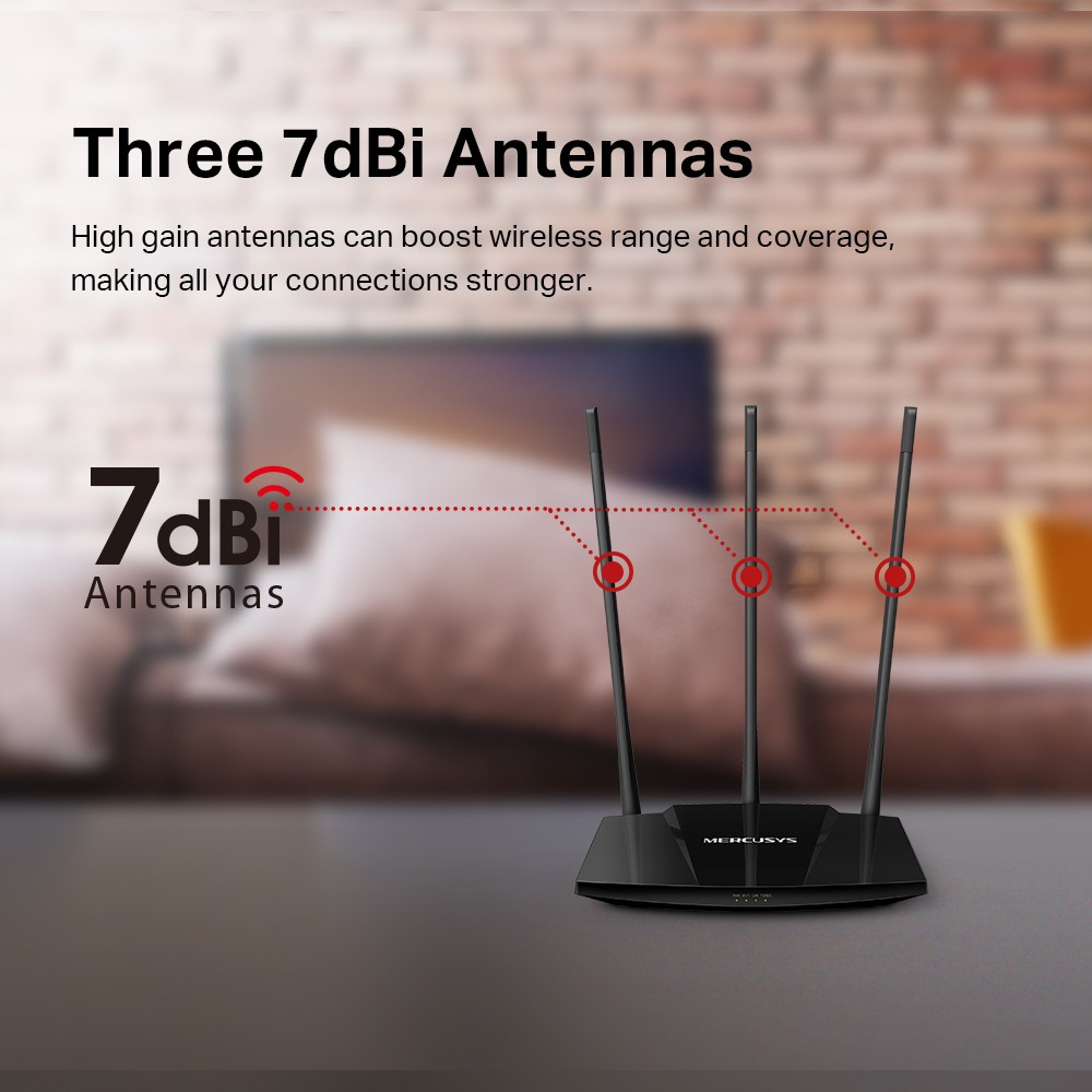 WIRELESS N ROUTER MERCUSYS 300MBPS 3 ANTENNA HIGH POWER TURBO WI-FI 7dBi MW330HP