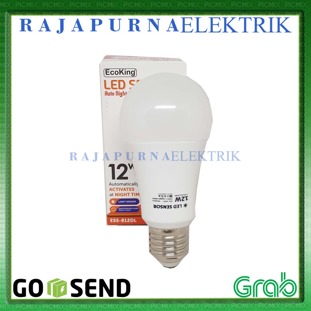 Lampu bohlam LED Sensor Cahaya 12 Watt - 12W ECOKING (PAKET 10Pcs)