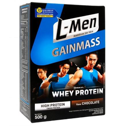 COD | L-Men Gain Mass with Whey Protein Chocolate 500g MURAH