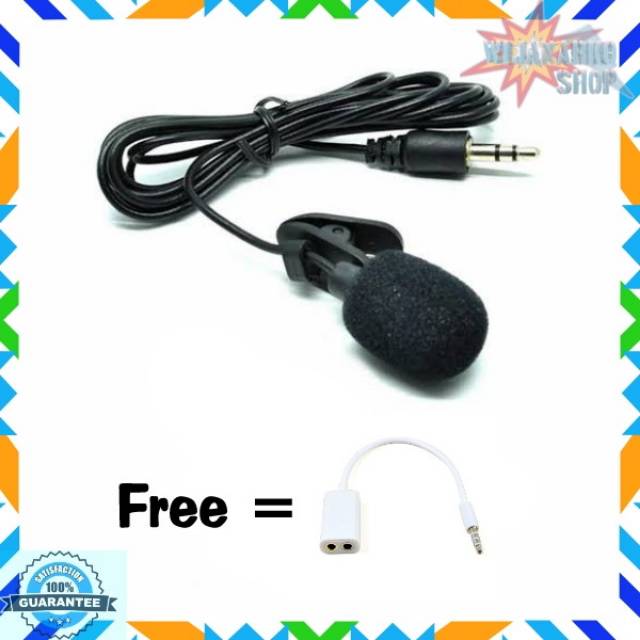 3.5mm Microphone + Spliter with Clip for Smartphone Laptop Tablet PC pn11