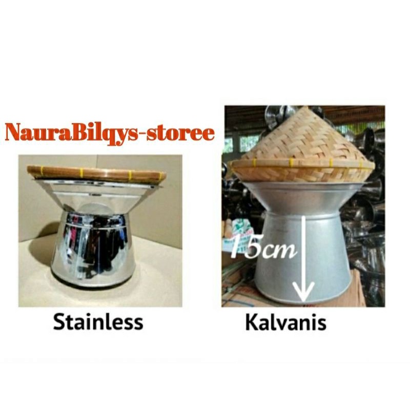 dandang stainless Free+kukusan bambu/ dandang kalvanis kukusan