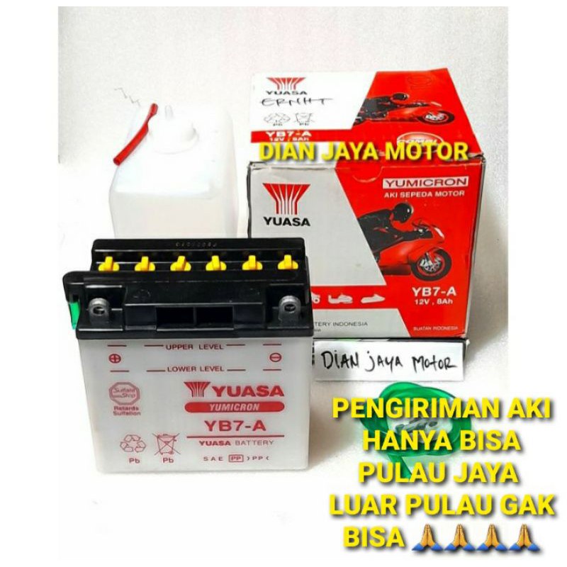Aki Motor Basah YB7-A Original Yuasa Suzuki Thunder Tander 125 Asli 100% YB7A