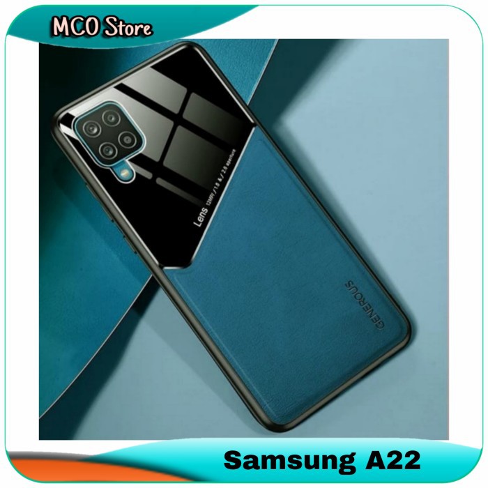 Casing Samsung A22 4G A22 5G Leather Texture Pixel Glass Case Cover