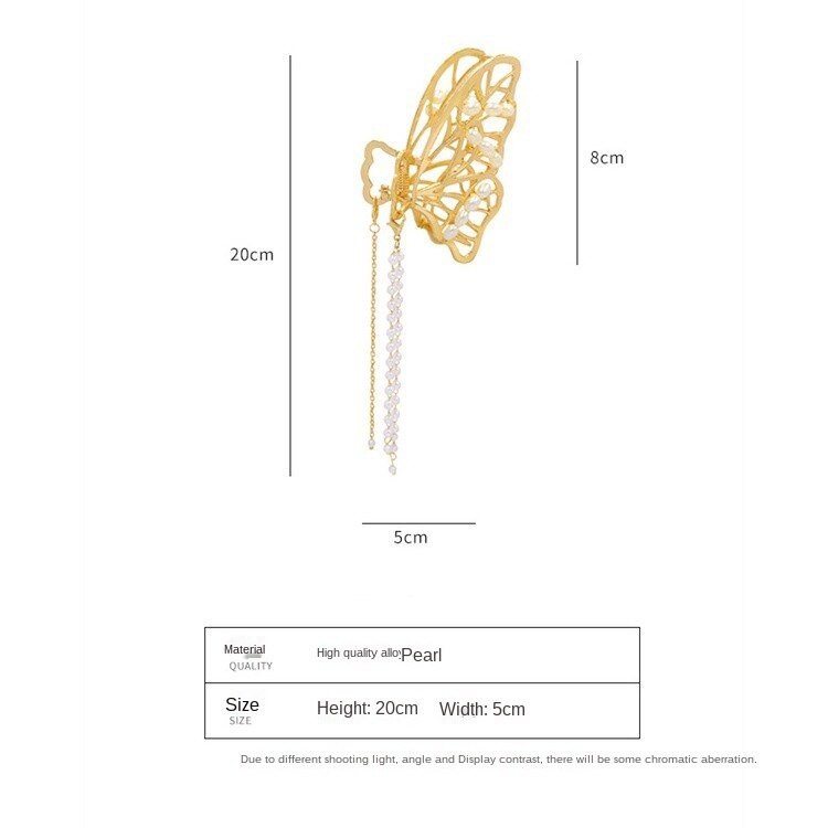 Jepit Rambut Model Butterfly Aksen Bunga Dan Mutiara Bahan Metal Gaya Korea Untuk Wanita