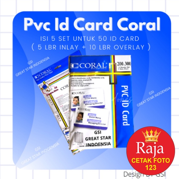 

PVC ID CARD Coral isi 5 Sheet KETEBALAN 760mic