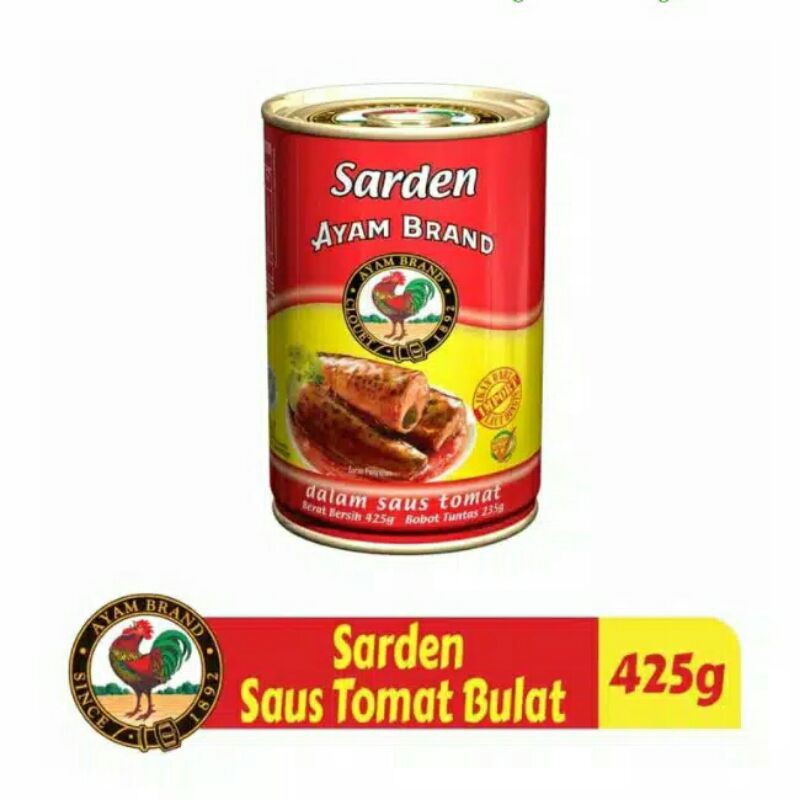 

Ayam Brand - Ikan Sarden Kaleng Bulat Saus Tomat 425gr