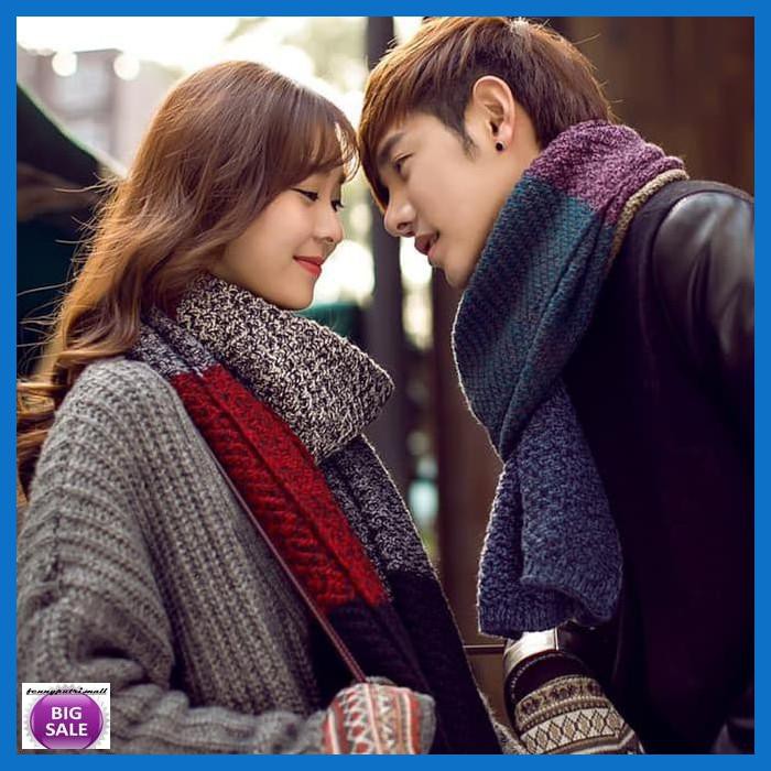 SCARFSHAWL- SYAL WINTER RAJUT PRIA WANITA KOREA IMPORT TEBAL -SYAL GRADASI - MERAH -FASHION-WANITA.
