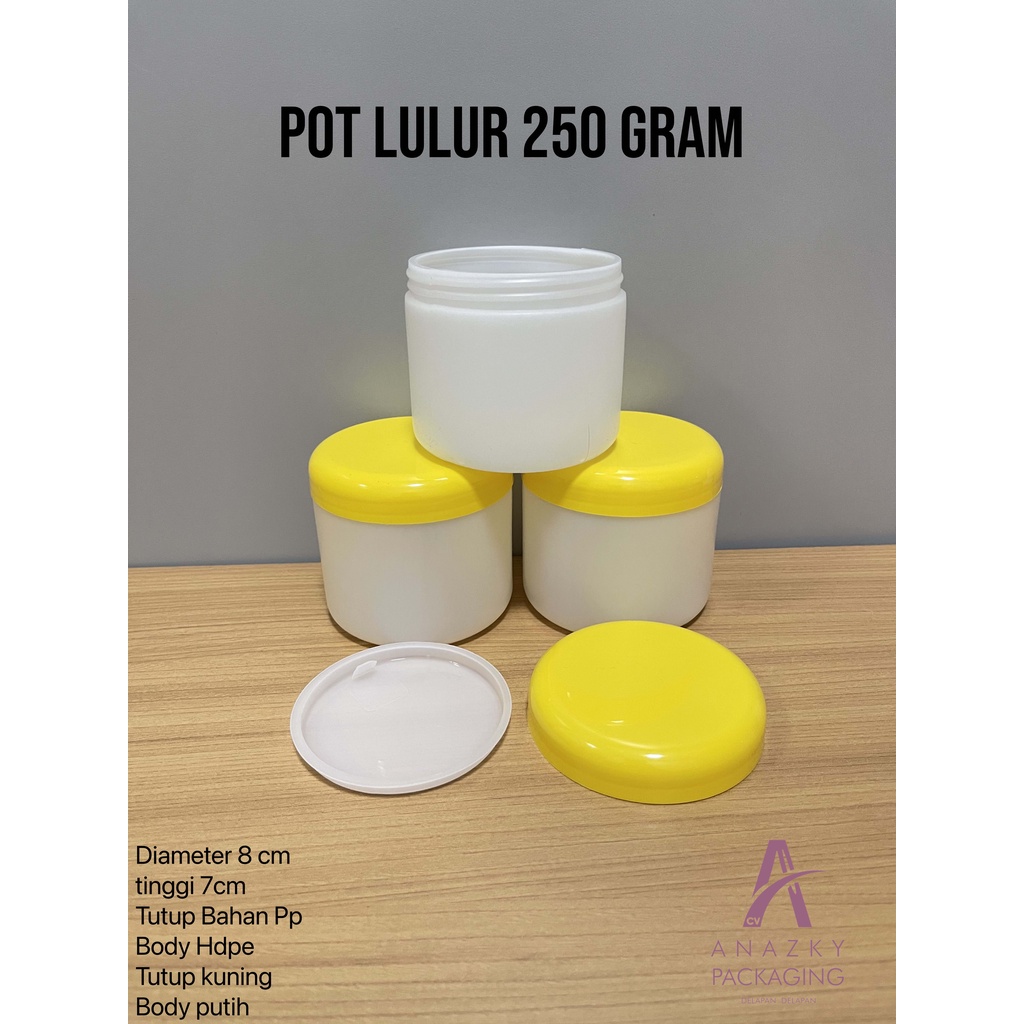 POT LULUR 250 GRAM TINGGI KUNING PUTIH (KEMASAN 1Kg 12 PCS @Rp 2975)