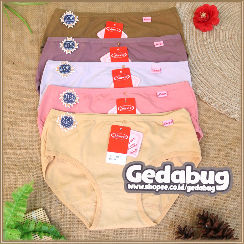 [6 pcs] Celana Dalam Sorex 1228 Katun Soft Comfort CD Wanita Sorex Basic Cutting Midi